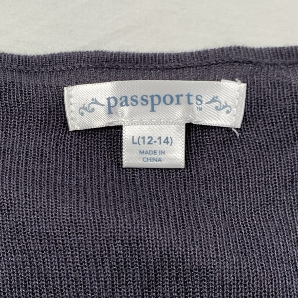 Passports Women's Gray Open Front Duster Cardigan Lightweight Size Large 12/14 - Picture 6 of 6